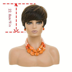 24 Cm Ombre Short Wavy Wigs With Red For Women - Layered Wavy Wig