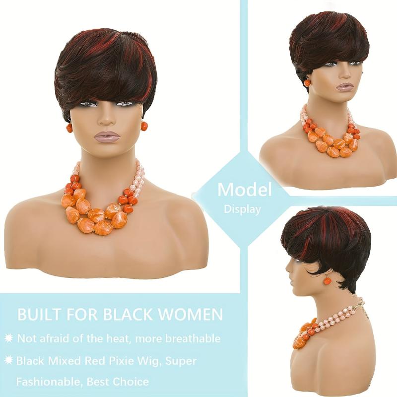 24 Cm Ombre Short Wavy Wigs With Red For Women - Layered Wavy Wig