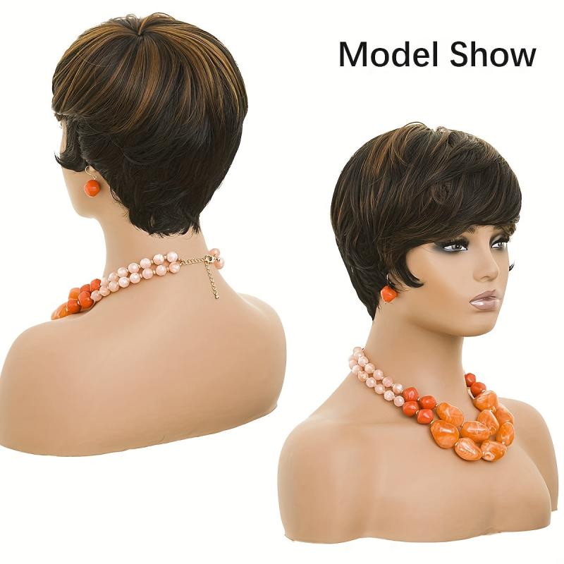 24 Cm Ombre Short Wavy Wigs With Red For Women - Layered Wavy Wig
