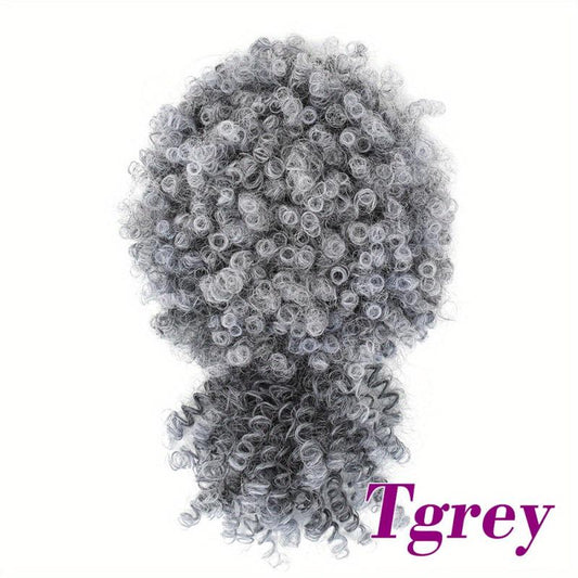 Kinky Curly Afro Puff Ponytail with Bangs Hair Extensions