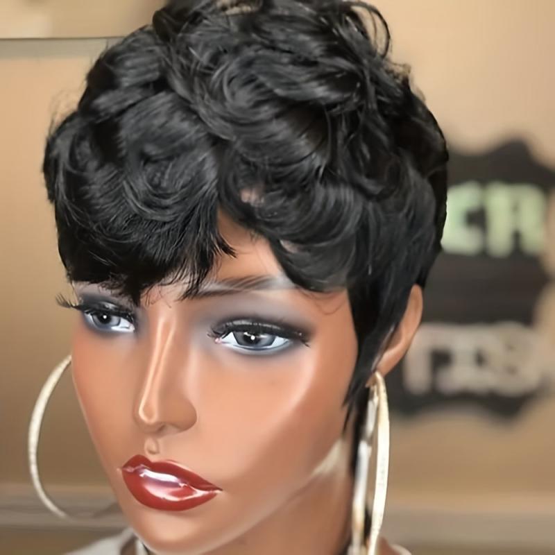 Pixie Cut Highlight Ombre Blond 1B 27 Short Straight Pixie Cut Hair Bob Wig