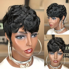 Pixie Cut Highlight Ombre Blond 1B 27 Short Straight Pixie Cut Hair Bob Wig