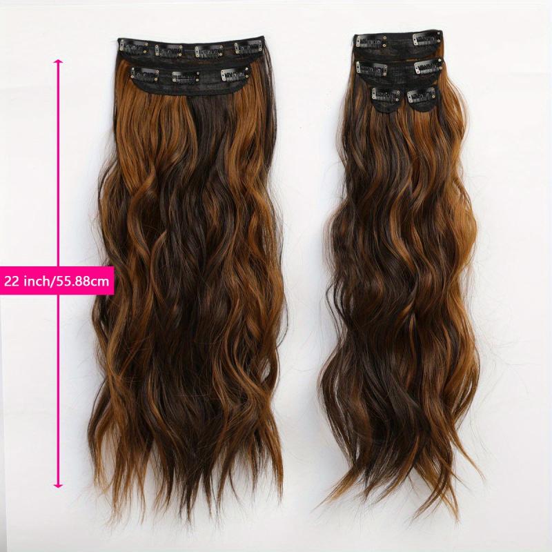 6pcs Long Wavy Hair Pieces Synthetic Clip In Extensions