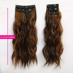 6pcs Long Wavy Hair Pieces Synthetic Clip In Extensions