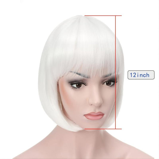 Platinum Blonde Cosplay Party Wig with Bangs