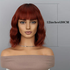 Short Curly Wig with Bangs for Women
