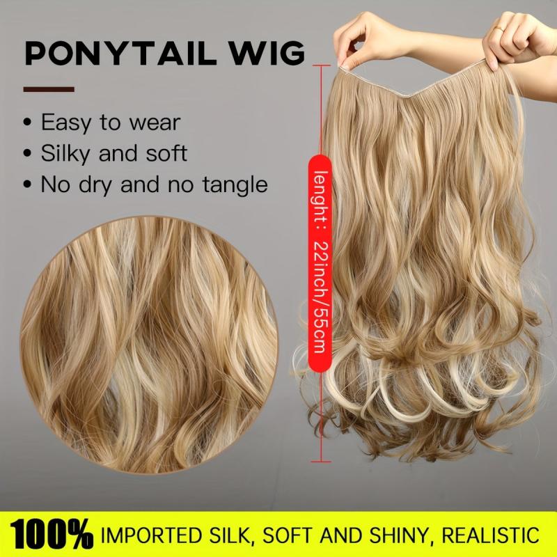 Long Wavy Hair Pieces Synthetic Fishing Line Extensions