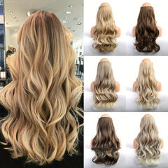 Long Wavy Hair Pieces Synthetic Fishing Line Extensions