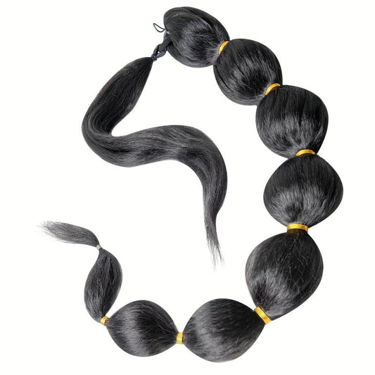Long Braided Afro Puff Ponytail Extensions 76.2cm Bubble Ponytail for Women
