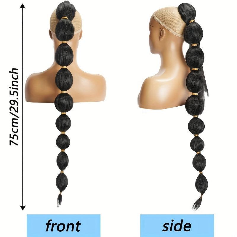 Long Braided Afro Puff Ponytail Extensions 76.2cm Bubble Ponytail for Women