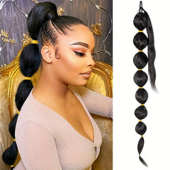 Long Braided Afro Puff Ponytail Extensions 76.2cm Bubble Ponytail for Women