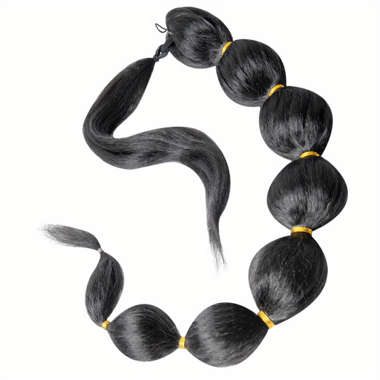 Long Braided Afro Puff Ponytail Extensions 76.2cm Bubble Ponytail for Women