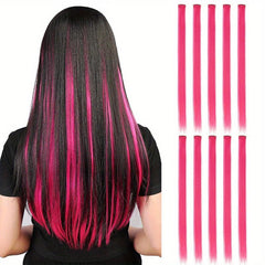 Pink Clip In Hair Extensions 10 PCS Highlight Hair Piece