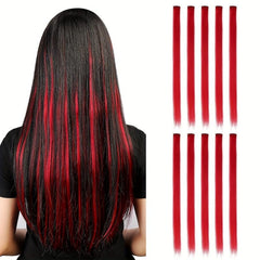 Pink Clip In Hair Extensions 10 PCS Highlight Hair Piece