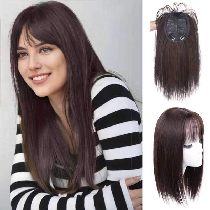 Topper With Bangs 3D Bangs Straight Hair Piece High Temperature Fiber
