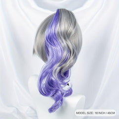 Silvery Wig With Purple Ponytail Synthetic Wig With Bangs Anime Cosplay