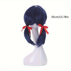 Blue Wig With Bangs and 2 Ponytails for Cosplay