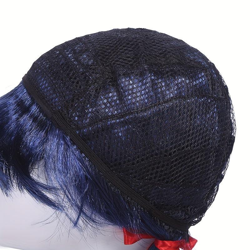 Blue Wig With Bangs and 2 Ponytails for Cosplay