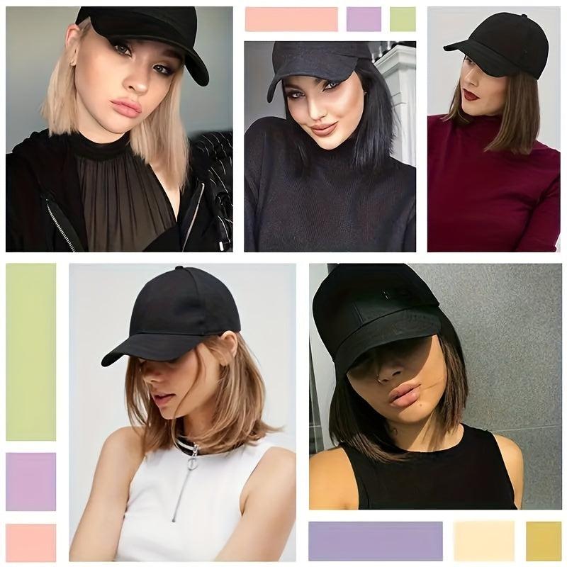 Short Bob Wig Hat Daily Hat Curly Hair Wig Female Wig Hat