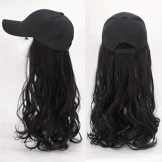Long Curly Wigs With Baseball Cap Hats - 55-88 cm Synthetic Wavy Hair Extensions