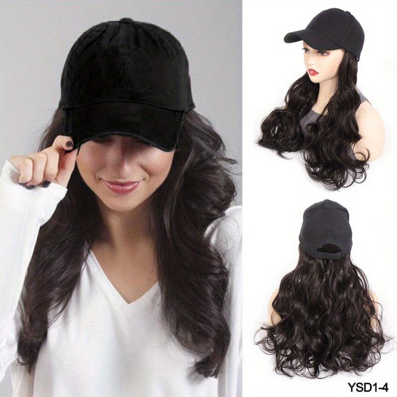Baseball Cap with Hair Extensions Attached Long Wavy Hair Wig for Women