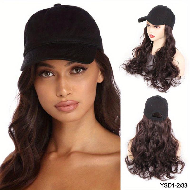 Baseball Cap with Hair Extensions Attached Long Wavy Hair Wig for Women