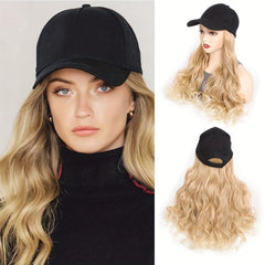 Baseball Cap with Hair Extensions Attached Long Wavy Hair Wig for Women