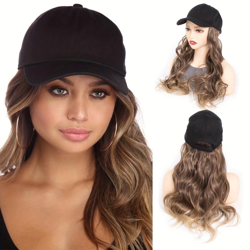 Baseball Cap with Hair Extensions Attached Long Wavy Hair Wig for Women
