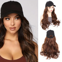 Baseball Cap with Hair Extensions Attached Long Wavy Hair Wig for Women