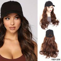 Baseball Cap with Hair Extensions Attached Long Wavy Hair Wig for Women