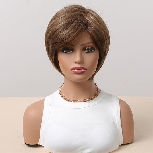 Short Bob Wig Full Bangs Natural Synthetic Hair Women