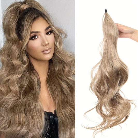 Long Curly Wavy Ponytail Extensions Synthetic Hairpiece For Women