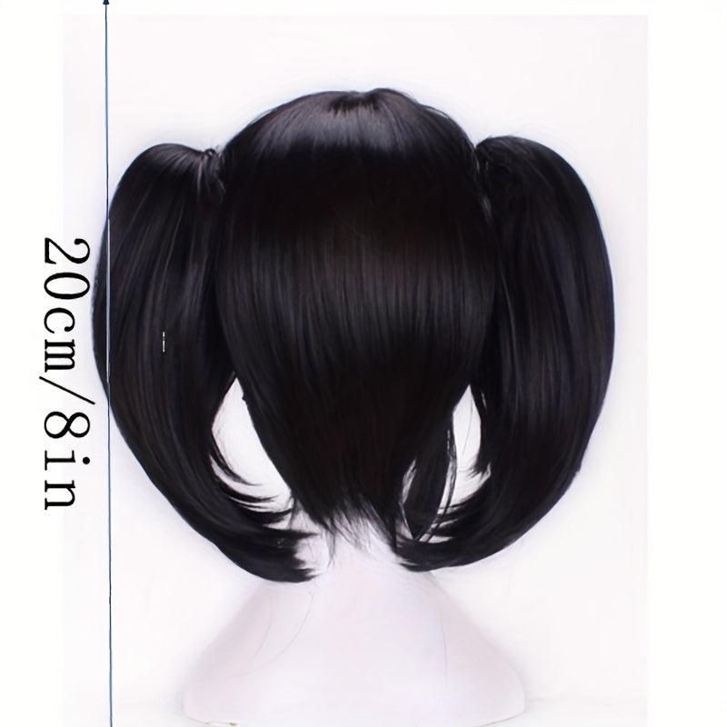 Short Curly Double Ponytail Synthetic Wig With Bangs Anime Cosplay Wig