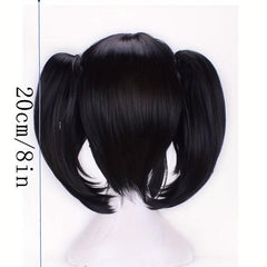 Short Curly Double Ponytail Synthetic Wig With Bangs Anime Cosplay Wig