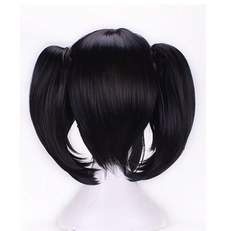 Short Curly Double Ponytail Synthetic Wig With Bangs Anime Cosplay Wig
