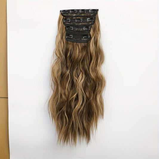 Long Wavy Hair Pieces Synthetic Clip In Hair Extensions Natural Look