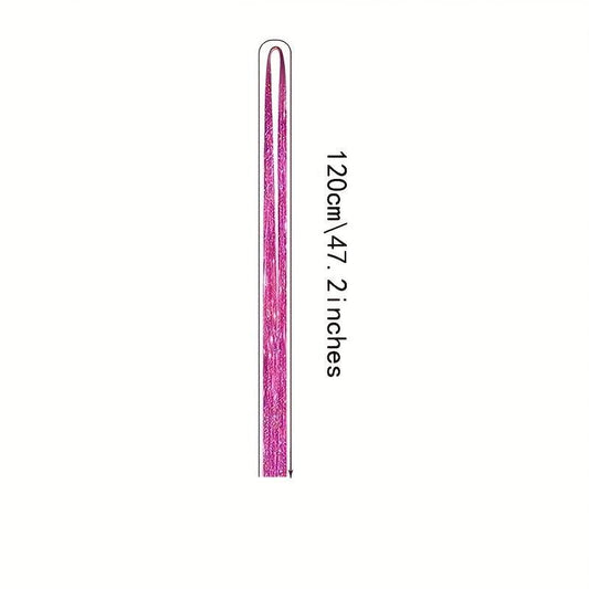 Y2K Tinsel Hair Extension 121 92 cm Sparkle Glitter Rainbow Colored Synthetic