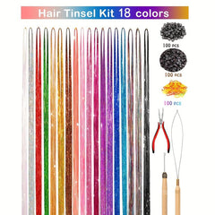 Y2K Tinsel Hair Extension 121 92 cm Sparkle Glitter Rainbow Colored Synthetic