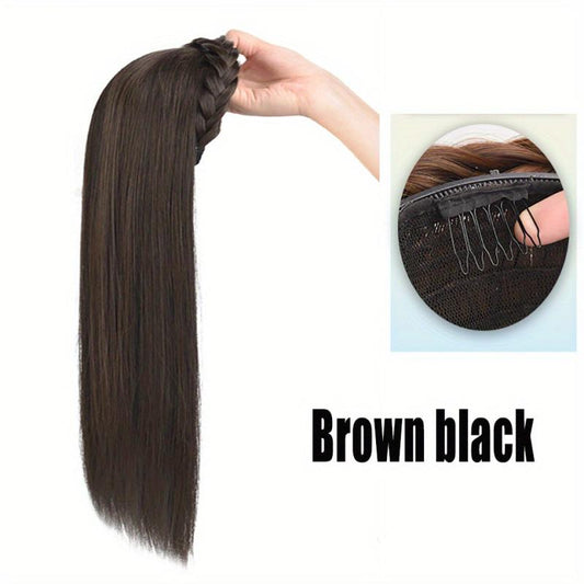 Synthetic Long Women Half Wig With Fishbone Headband Headdress
