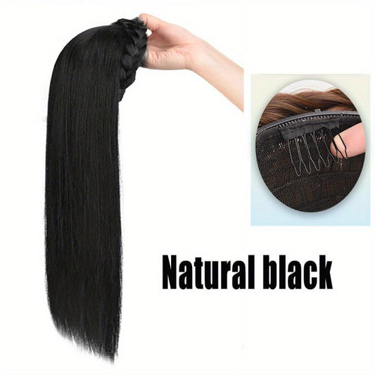 Synthetic Long Women Half Wig With Fishbone Headband Headdress