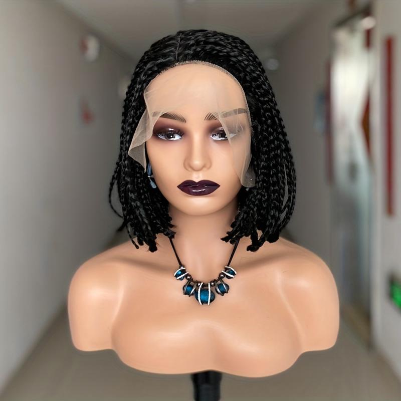 25 4 Cm Short Bob Braided Wigs Synthetic Lace Front Box Braid Wigs