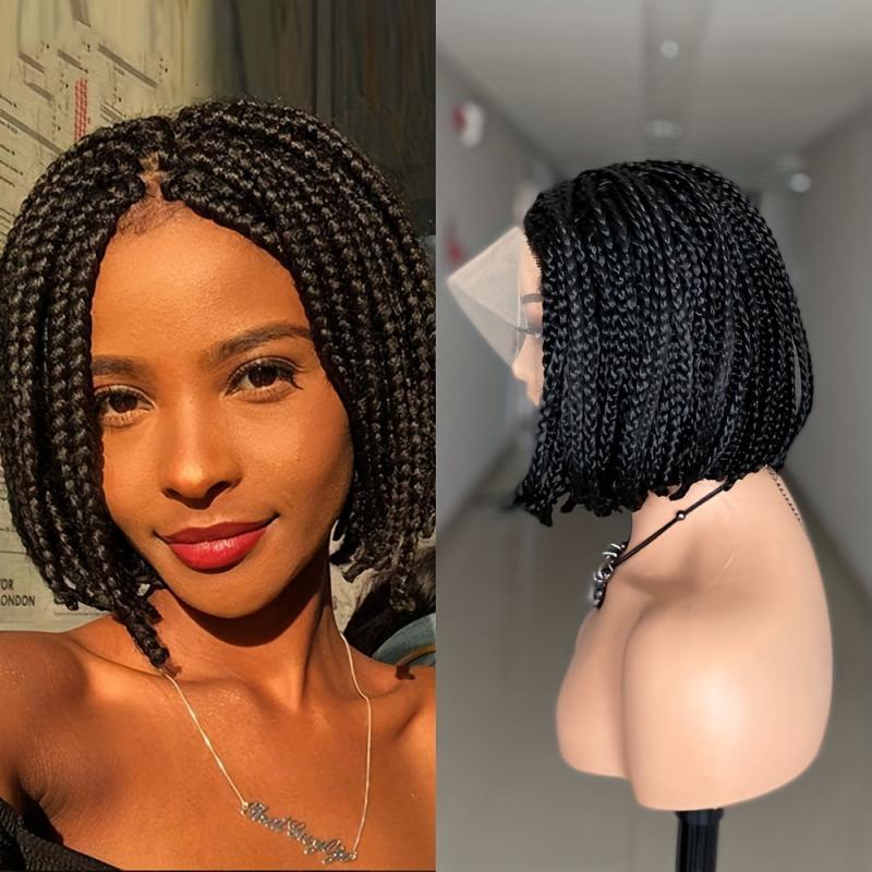 25 4 Cm Short Bob Braided Wigs Synthetic Lace Front Box Braid Wigs