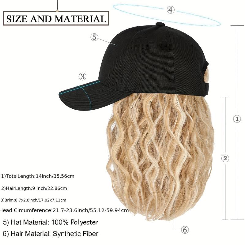 Hat Wig Medium Long Curly Hat Wig Natural Looking For Daily Use