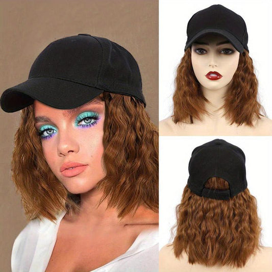 Hat Wig Medium Long Curly Hat Wig Natural Looking For Daily Use