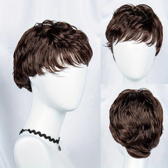Short Straight Pixie Wig Bob Cut Wig With Bangs Synthetic Wig