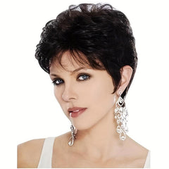 Short Straight Pixie Wig Bob Cut Wig With Bangs Synthetic Wig