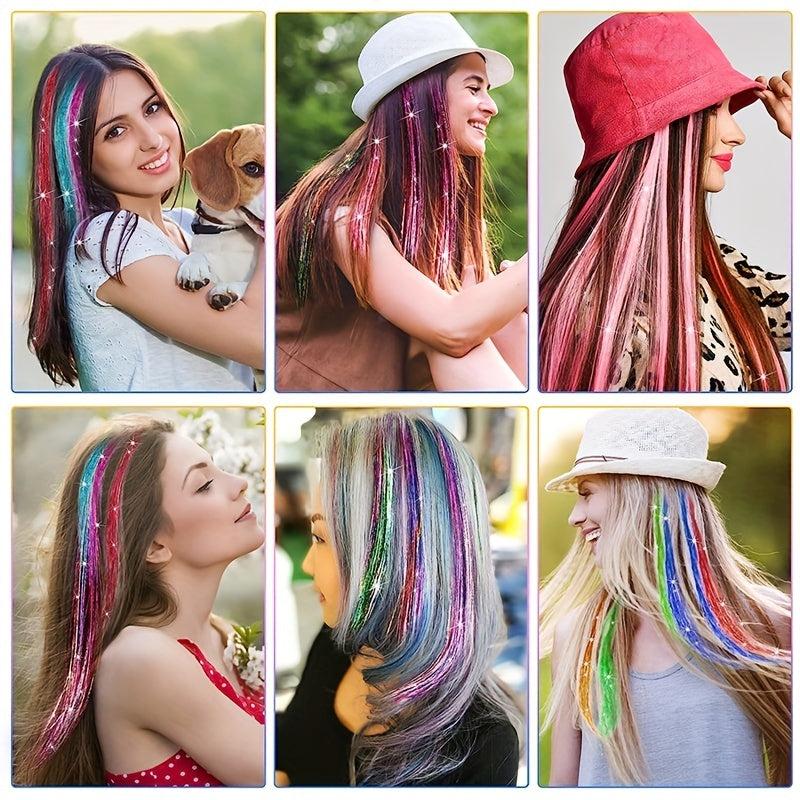 16 Colors Hair Tinsel Kit 92 cm Fairy Hair Extensions