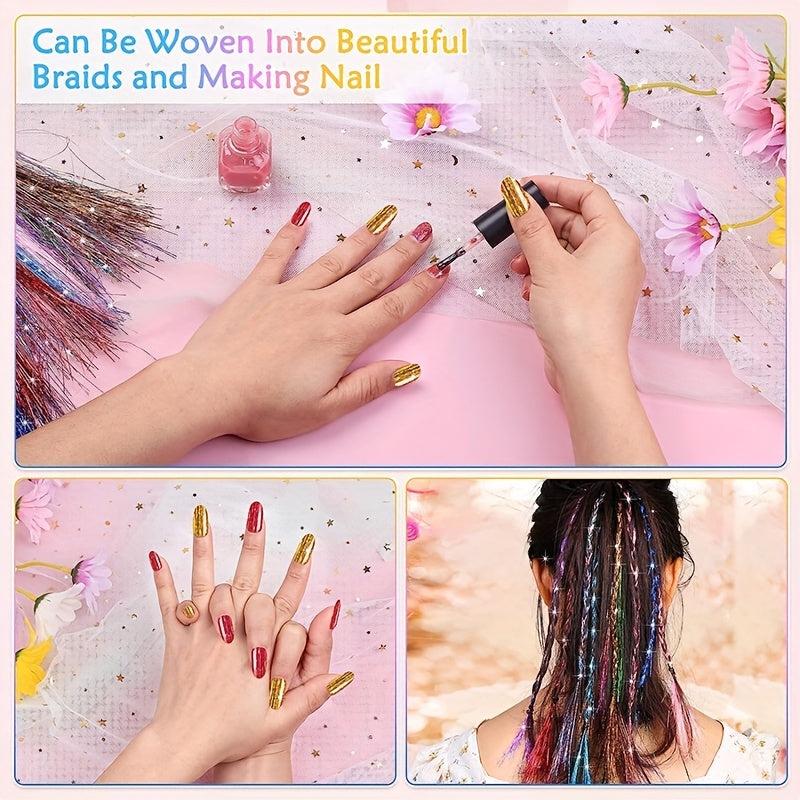 16 Colors Hair Tinsel Kit 92 cm Fairy Hair Extensions