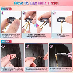 16 Colors Hair Tinsel Kit 92 cm Fairy Hair Extensions