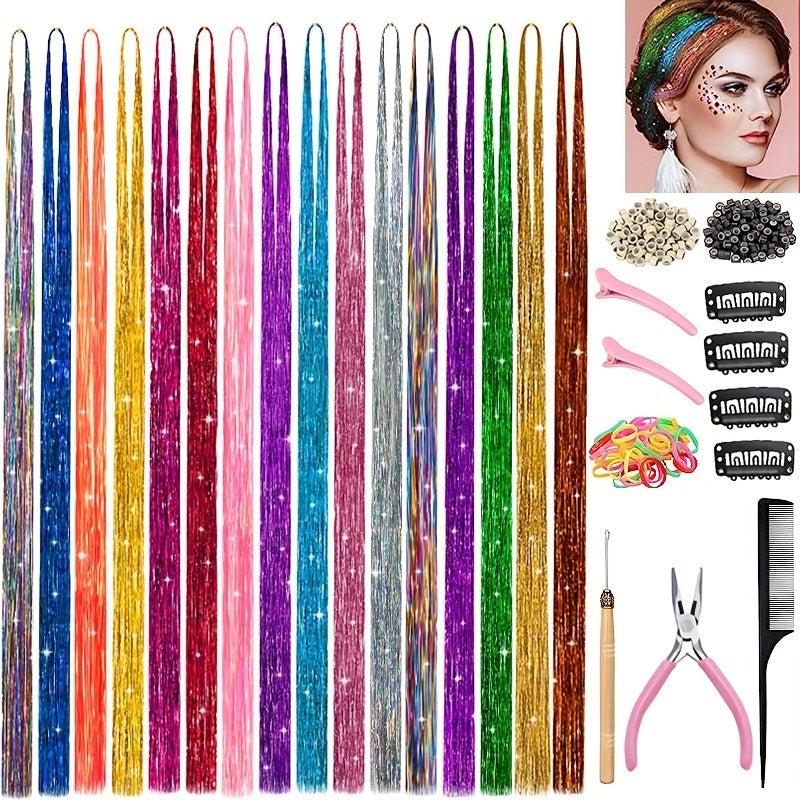 16 Colors Hair Tinsel Kit 92 cm Fairy Hair Extensions